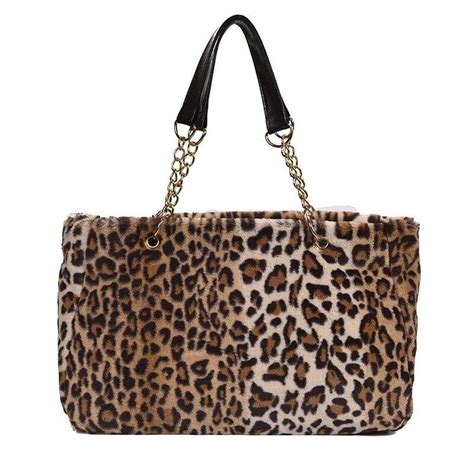 sac fourre tout imitation léopard et strass